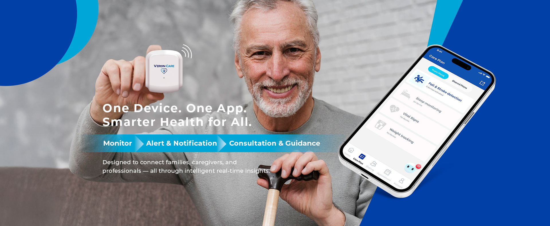 AI-powered health monitor device by Veron Care for families and seniors