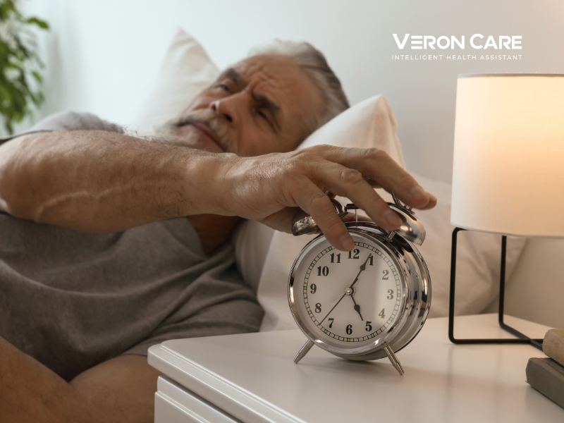 Senior sleep monitoring at home using non-contact technology to track sleep patterns and nighttime breathing