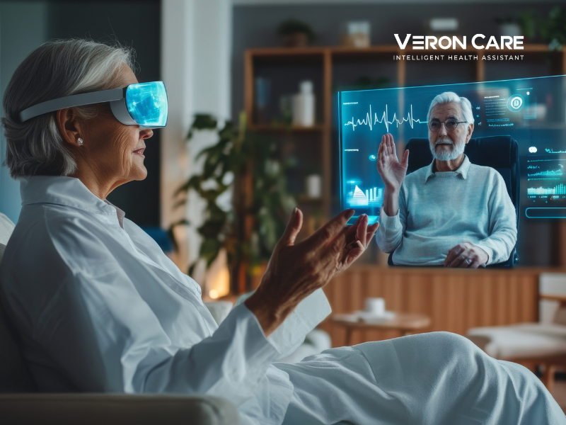 AI-powered home healthcare environment supporting independent living for elderly individuals through predictive monitoring